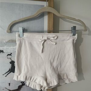 Women's White Ruffle Hem Lounge Shorts